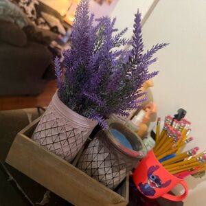 Scentsy Purple Faux Plant in Pink Holder Set